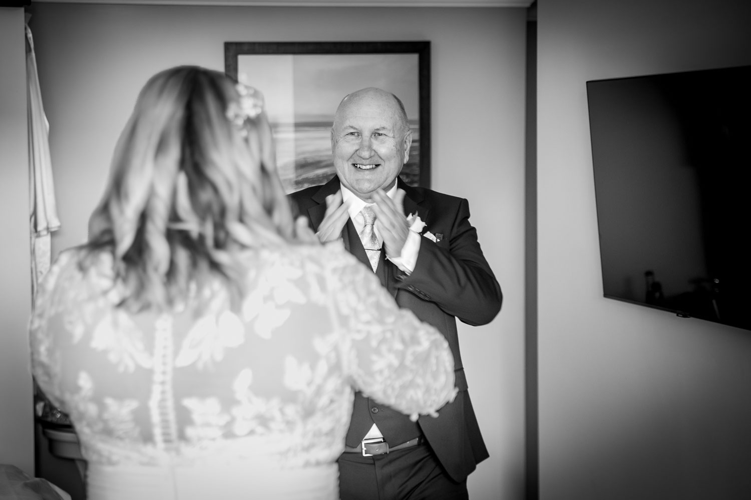 Happy wedding moment captured by Southampton wedding photographer John Watson