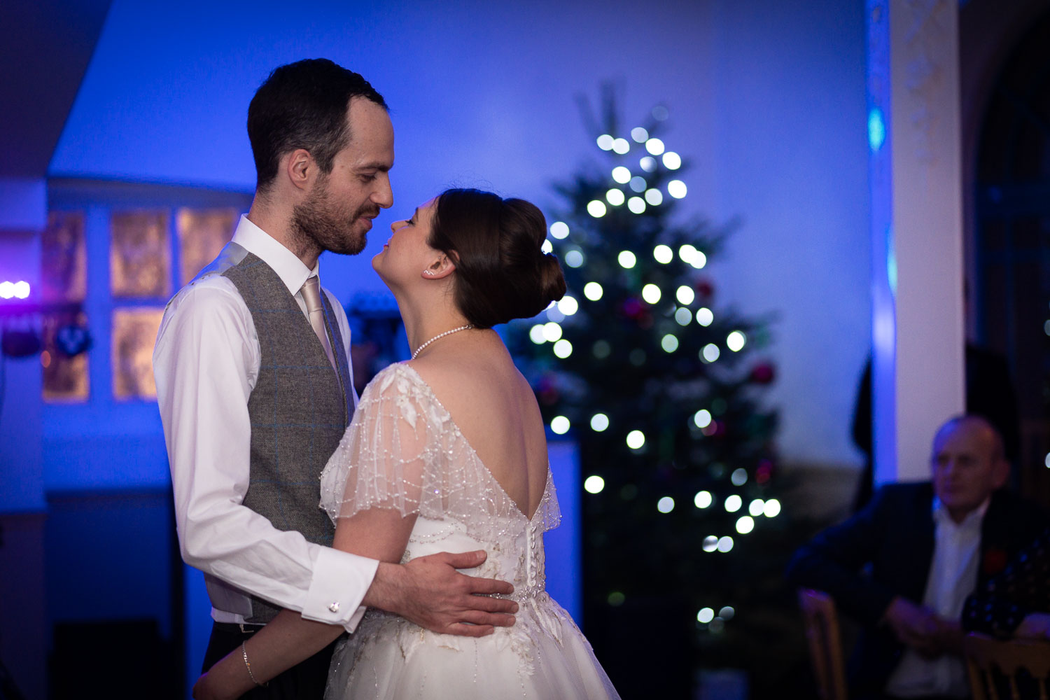 Bride and groom share a dance on wedding day by Southampton wedding photographer John Watson